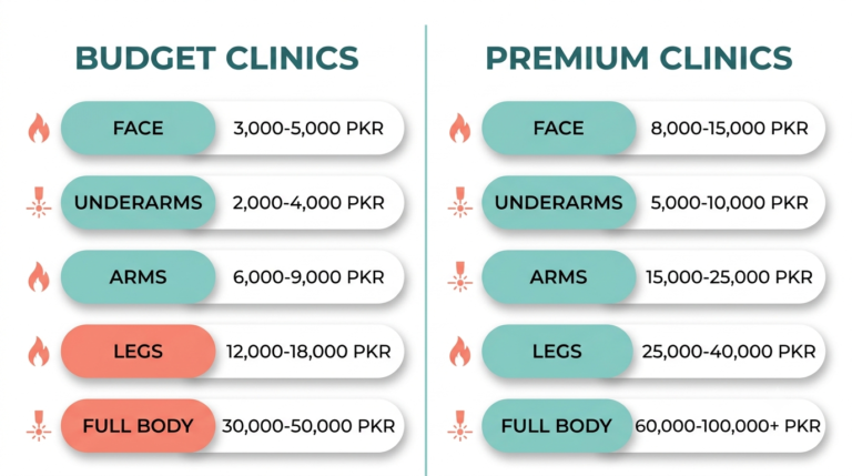 Infographic comparing braces cost in Karachi by type