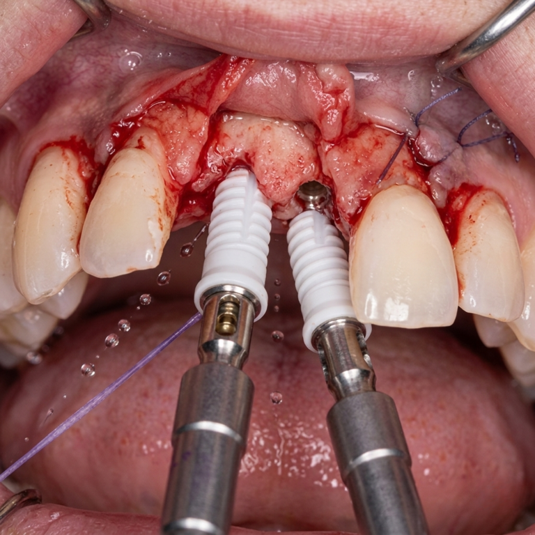 Dental implant with zirconia crown for natural tooth replacement